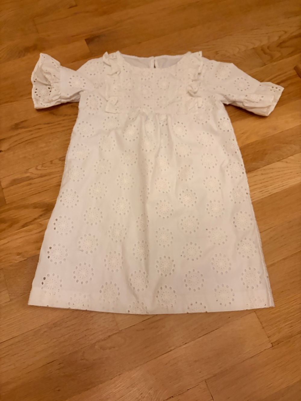 Lined White Eyelet Ruffle Dress